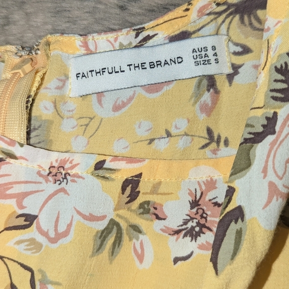 Faithfull the Brand Jeanette Dress Yellow Floral Women's 4 - Picture 6 of 10